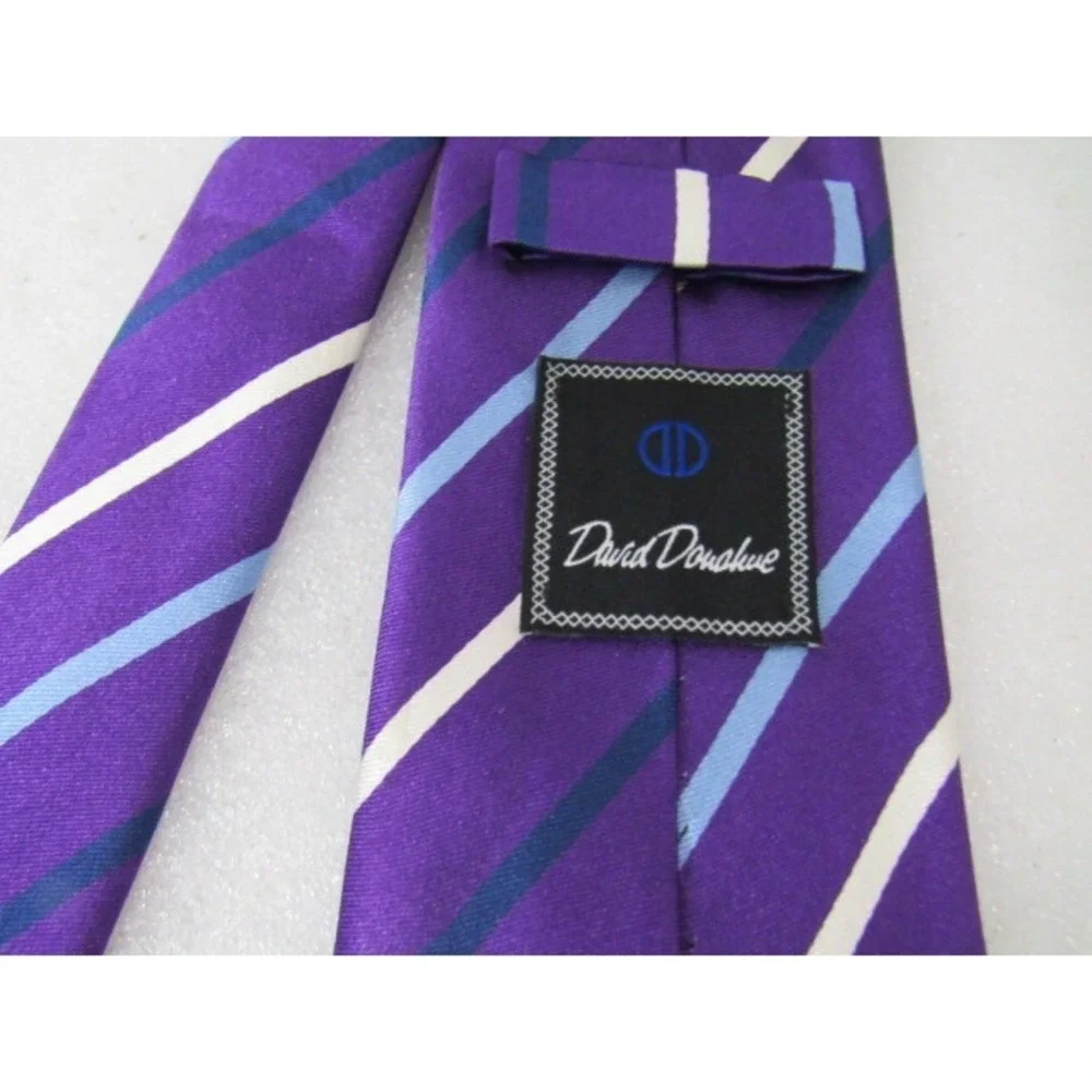 David‎ Donahue Purple Skinny Stripe Silk Tie